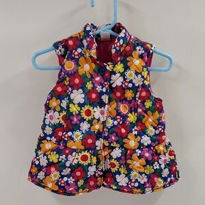 Baby Essentials Button Up Quilted Puffy Vest Multicolor Floral Print Multiples